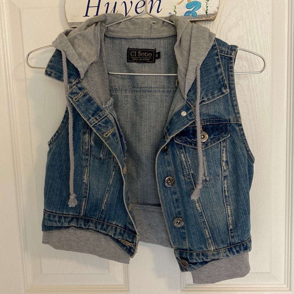 Ci Sono Hooded Denim Vest